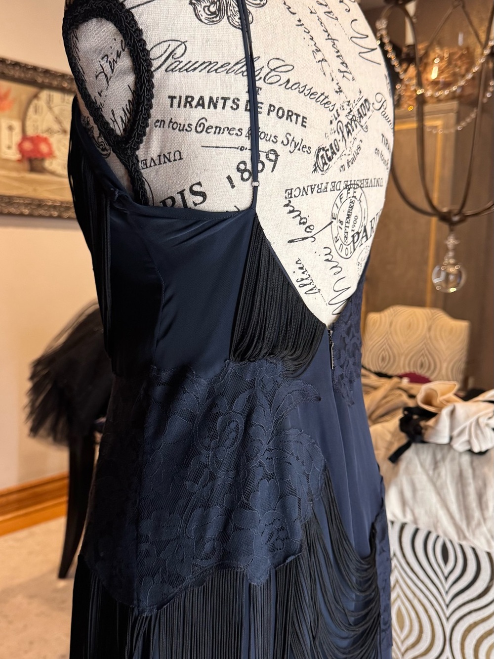 Haute Hippie Black Fringe Draped Maxi Dress - Picture 4 of 7